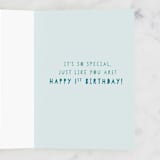 "First Ever Birthday" - Single Greeting Cards in Sky by Teju Reval - Interior