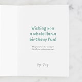 "llama presents" - Single Greeting Cards in Mint by peetie design - Customizable Interior Example