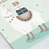 "llama presents" - Single Greeting Cards in Mint by peetie design - Close-Up