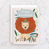 "Happy Birthday Wild One" - Single Greeting Cards in Lion by Cindy Chu - Front
