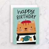 "Beret Birthday" - Single Greeting Cards in Seafoam by Kristen Magee - Front