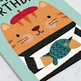 "Beret Birthday" - Single Greeting Cards in Seafoam by Kristen Magee - Close-Up