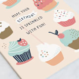 "Rainbow Sprinkles" - Single Greeting Cards in Cupcake by peetie design - Close-Up