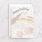 "Unicorn Sky" - Single Greeting Cards in Blush by Starry Lane Studio - Front