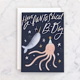 "Magical Sea" - Single Greeting Cards in Navy by Hannah Williams - Front