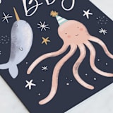 "Magical Sea" - Single Greeting Cards in Navy by Hannah Williams - Close-Up