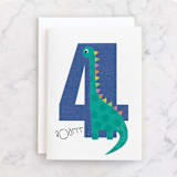 "Dinosaur" - Single Greeting Cards in Cobalt by Farinaz Vaseghi - Front