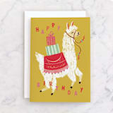 "A Whole Llama Fun" - Single Greeting Cards in Haystack by Olivia Kanaley Inman - Front
