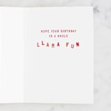 "A Whole Llama Fun" - Single Greeting Cards in Haystack by Olivia Kanaley Inman - Interior
