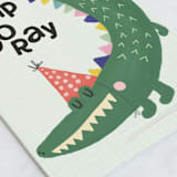 "Party Croc" - Single Greeting Cards in Forest by Vera Lim - Close-Up