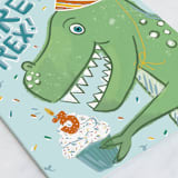 "Three Rex" - Single Greeting Cards in Glacier by Corie Page - Close-Up