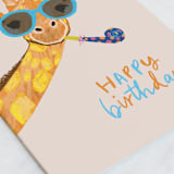 "Playful giraffe" - Single Greeting Cards in Coral by Cass Loh - Close-Up
