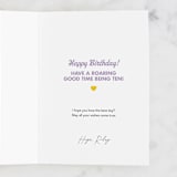 "Happy Ten" - Single Greeting Cards in Sunflower by mo kelley - Customizable Interior Example