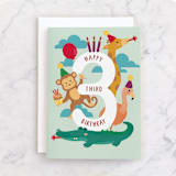 "safari animals" - Single Greeting Cards in Seafoam by Christy Hy Lee - Front