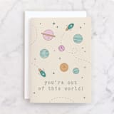 "Out of this World" - Single Greeting Cards in Cream by Olivia Goree - Front