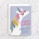 "fabulous unicorn" - Single Greeting Cards in Lavender by Karidy Walker - Front