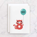 "Happy Eight" - Single Greeting Cards in Teal by mo kelley - Front
