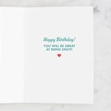 "Happy Eight" - Single Greeting Cards in Teal by mo kelley - Interior