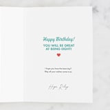 "Happy Eight" - Single Greeting Cards in Teal by mo kelley - Customizable Interior Example