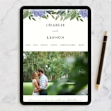 "Hydrangea Frame" - Wedding Invitations in Periwinkle by Susan Moyal - FREE Wedding Website