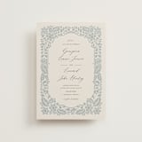 "Embroidered" - Wedding Invitations in Dusty Blue by Jen Owens - Front