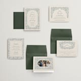 "Embroidered" - Wedding Invitations in Dusty Blue by Jen Owens - Invitation Suite