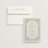 "Embroidered" - Wedding Invitations in Dusty Blue by Jen Owens - Invitation with Envelope