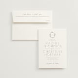 "Simple Crest" - Wedding Invitations in Sage by Kristen Smith - Invitation with Envelope