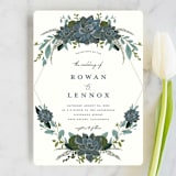 "Echeveria" - Wedding Invitations in Prussian Blue by Susan Moyal - Front