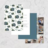 "Echeveria" - Wedding Invitations in Prussian Blue by Susan Moyal - Back of Card Options