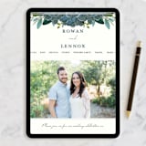 "Echeveria" - Wedding Invitations in Prussian Blue by Susan Moyal - FREE Wedding Website
