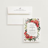 "Peonies Forever" - Wedding Invitations in Coral by Susan Moyal - Invitation with Envelope