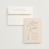 "Modern Aligned" - Wedding Invitations in Creampuff by Carolyn MacLaren - Invitation with Envelope