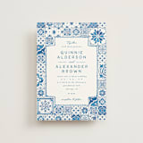 "watercolor tile" - Wedding Invitations in Navy by Anastasia Makarova - Front