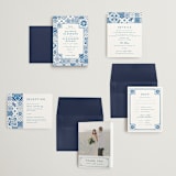 "watercolor tile" - Wedding Invitations in Navy by Anastasia Makarova - Invitation Suite