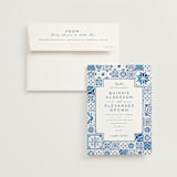 "watercolor tile" - Wedding Invitations in Navy by Anastasia Makarova - Invitation with Envelope