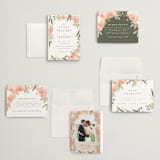 "Peony Wreath" - Wedding Invitations in Peach by Joanna Griffin - Invitation Suite