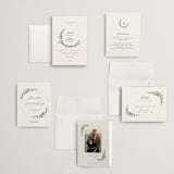 "Green Wreath" - Wedding Invitations in Champagne by Lori Wemple - Invitation Suite