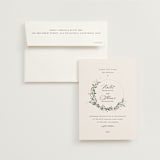 "Green Wreath" - Wedding Invitations in Champagne by Lori Wemple - Invitation with Envelope