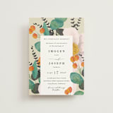 "Floral Splash" - Wedding Invitations in Wheat by Keen Peachy - Front