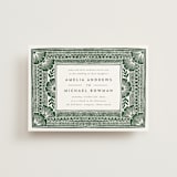 "Block Print Frame" - Wedding Invitations in Fern by Katharine Watson - Front