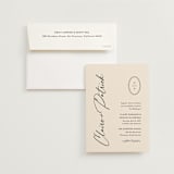 "Script and Monogram" - Wedding Invitations in Sand by Carolyn MacLaren - Invitation with Envelope