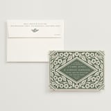 "Floral Diamond" - Wedding Invitations in Eucalyptus by Katharine Watson - Invitation with Envelope