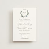 "Foliage Crest" - Wedding Invitations in Sky by Everett Paper Goods - Front