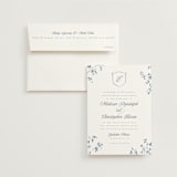 "Wildflower Corners" - Wedding Invitations in Bluebell by Everett Paper Goods - Invitation with Envelope