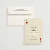 "Red Hearts" - Wedding Invitations in Champagne by Helena Vitto - Invitation with Envelope