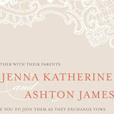 "White Lace" - Wedding Invitations in Coral Rose by Lauren Chism - Detail