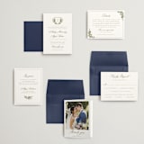 "watercolor flowers crest" - Wedding Invitations in Moss by Cass Loh - Invitation Suite