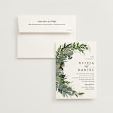 "Side Swept" - Wedding Invitations in Navy by Susan Moyal - Invitation with Envelope
