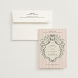"Hand Illustrated Crest" - Wedding Invitations in Peony by Jackie Crawford - Invitation with Envelope